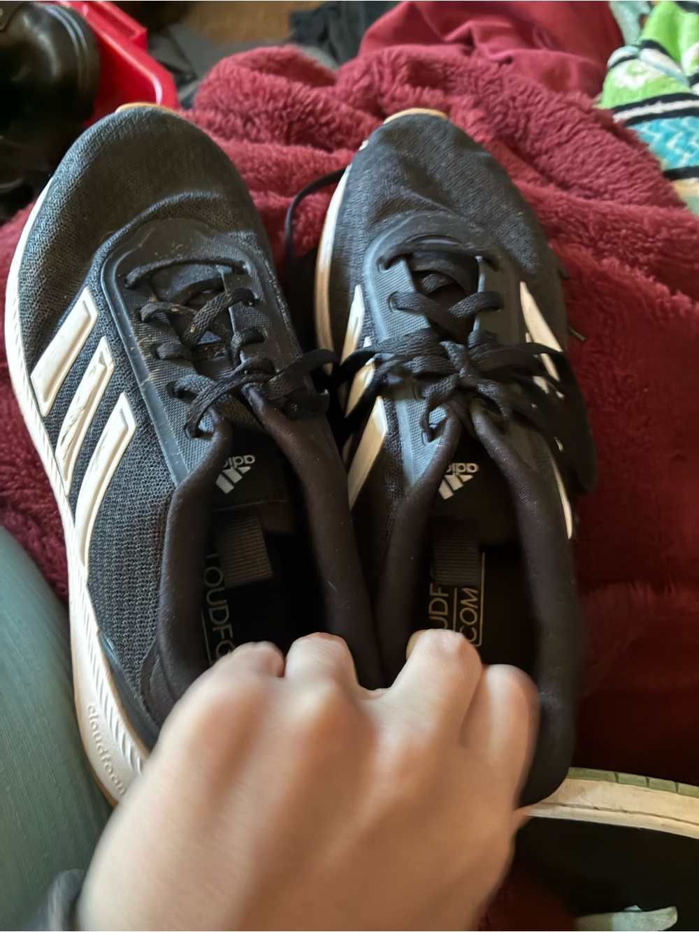 adidas Black Athletic Shoes with White Stripes